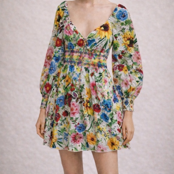 Vintage Alice + Olivia Colorful Floral Dress XS - Picture 1 of 4